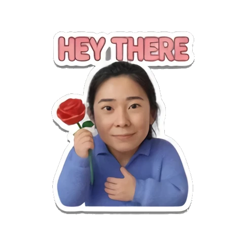送花问候HEY THERE Daily Life of a Cheerful Girl sticker for expressive chats and social replies.