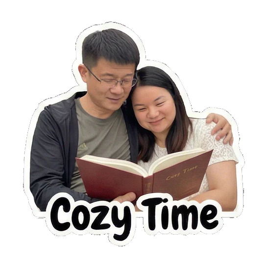 Reading a book together cozily Our Sweet Couple Life sticker for expressive chats and social replies.