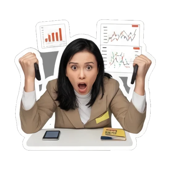 面对技术故障的震惊 Grumpy Workaholic Life sticker for expressive chats and social replies.