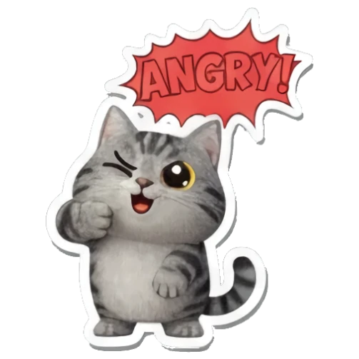 愤怒的猫咪气泡框 Playful Tabby Expressions sticker for expressive chats and social replies.