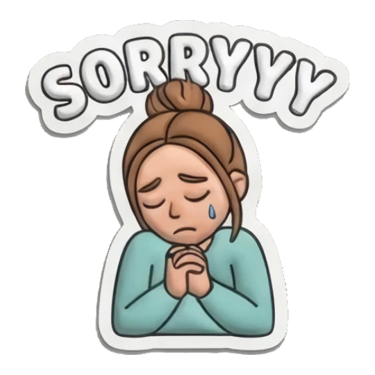 Girl crying with hands together in apology Puffy Girl Daily Life sticker for expressive chats and social replies.
