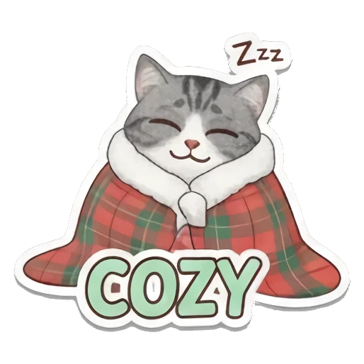 舒适猫咪盖毯子COZY Kitty's Festive Feelings sticker for expressive chats and social replies.