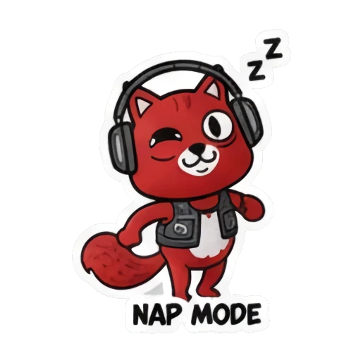 sleeping squirrel with zzz Summer Red Squirrel Adventures sticker for expressive chats and social replies.