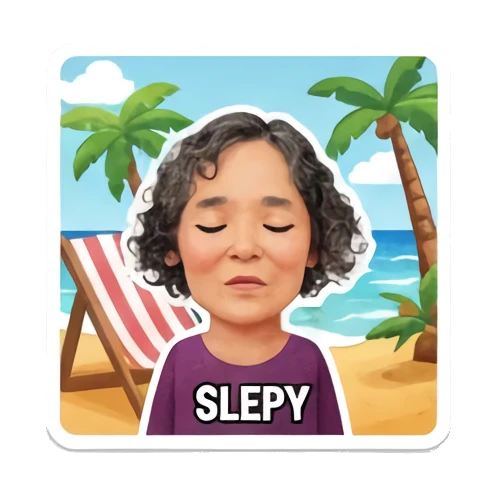 妈妈闭眼困倦睡觉 Cheerful Mom Daily Life sticker for expressive chats and social replies.