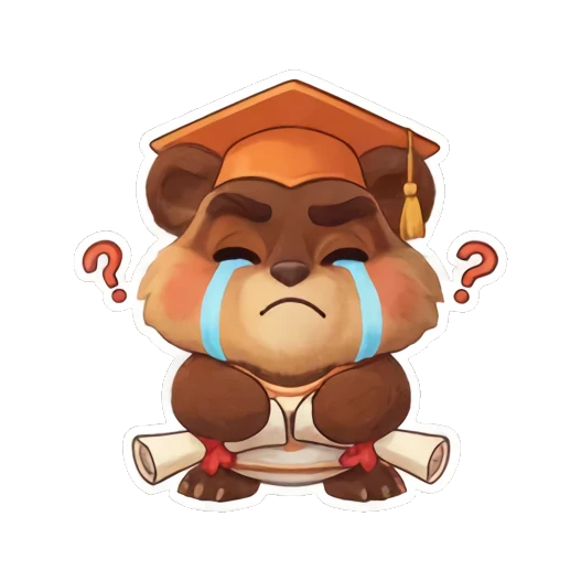 小熊哭泣流泪很伤心 Coiffes Bear Graduation Stickers sticker for expressive chats and social replies.