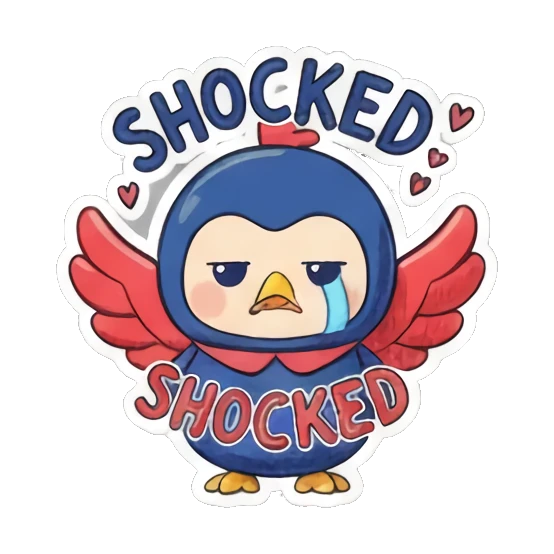 震惊SHOCKED表情 Blue Birdie Moods sticker for expressive chats and social replies.