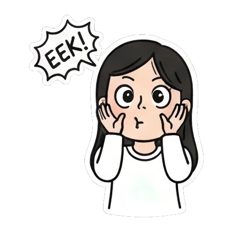 受到惊吓表情 Daily Doodle Girl sticker for expressive chats and social replies.