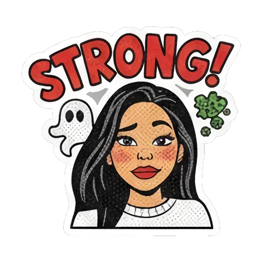 展示肌肉力量 Retro Comic Girl Vibes sticker for expressive chats and social replies.