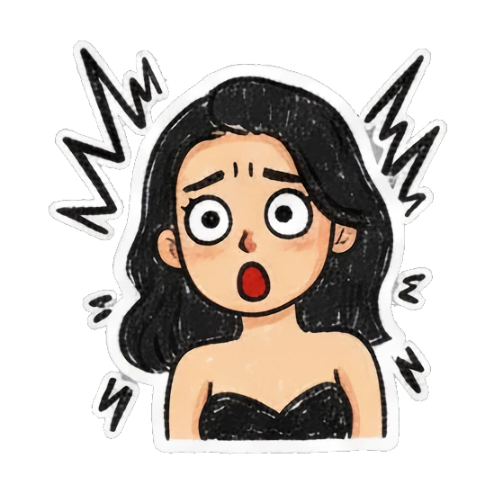 Girl looking shocked with wide eyes and open mouth Charming Girl Daily Doodles sticker for expressive chats and social replies.