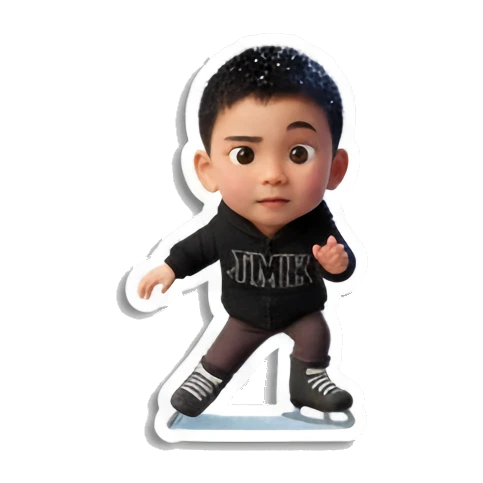 Boy ice skating pose, winter sport Winter Boy Adventures sticker for expressive chats and social replies.