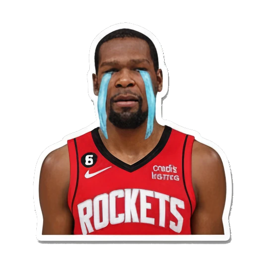 Durant crying with blue tear streaks, sad expression. Kevin Durant Basketball Moods sticker for expressive chats and social replies.