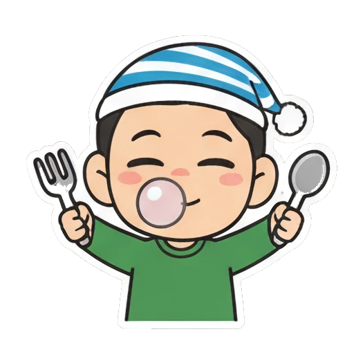 Boy sleeping with nightcap and bubble Cheerful Green Shirt Boy sticker for expressive chats and social replies.