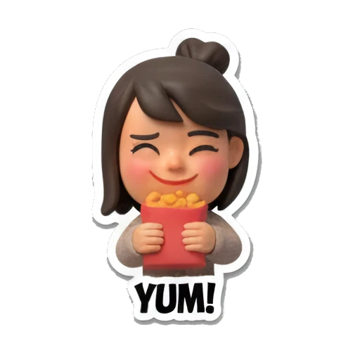 享受美食的少女 Cute Daily Life Girl sticker for expressive chats and social replies.