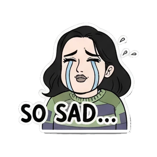 悲伤哭泣SO SAD Cartoon Girl Expressions sticker for expressive chats and social replies.