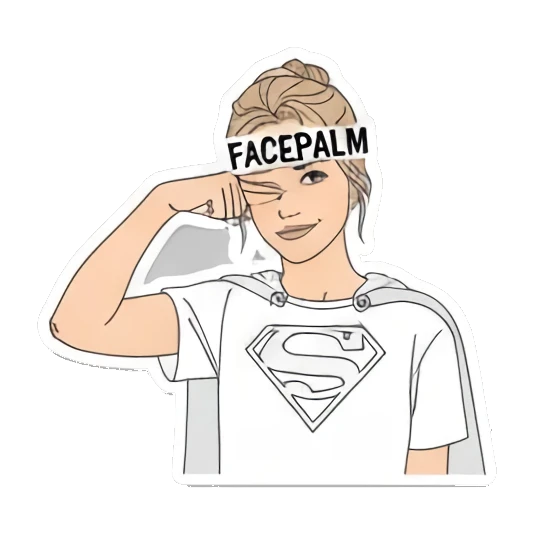 超人女孩捂脸囧 Girl's Daily Reactions sticker for expressive chats and social replies.