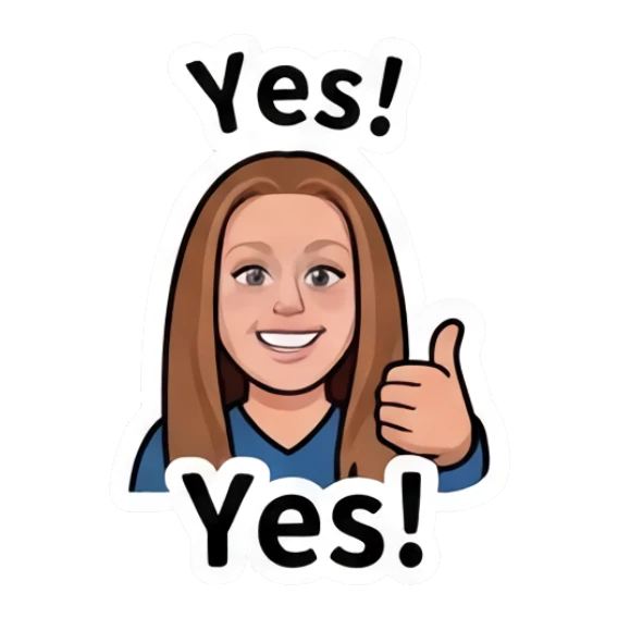 Girl giving a thumbs up with text Yes! Everyday Girl Expressions sticker for expressive chats and social replies.