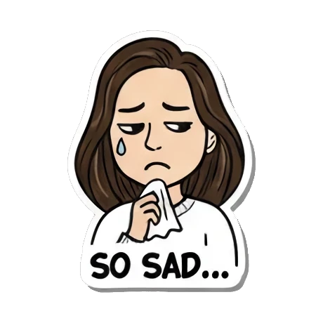 沮丧女孩擦眼泪 Cartoon Girl Expressions sticker for expressive chats and social replies.