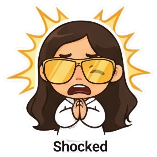 Shocked girl with yellow sunglasses and radiating lines Cool Girl Daily Vibes sticker for expressive chats and social replies.