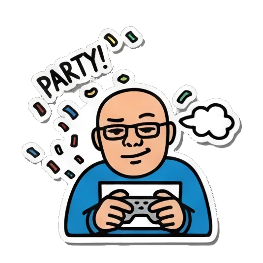 waving goodbye Bald Guy Pop Art Vibes sticker for expressive chats and social replies.