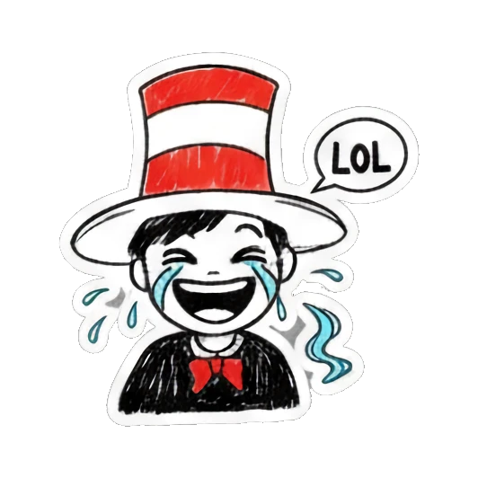 男孩大笑表情LOL Doodle Hat Boy sticker for expressive chats and social replies.
