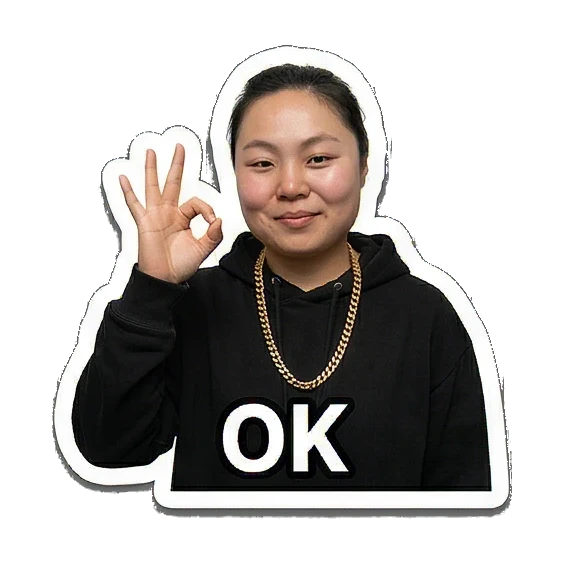Girl making OK gesture Hip-hop Girl Daily Vibes sticker for expressive chats and social replies.