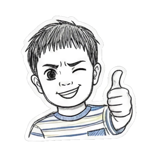 Boy winking thumbs up Doodle Boy's Moods sticker for expressive chats and social replies.