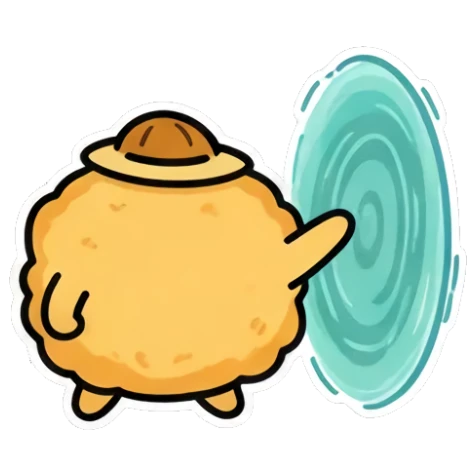 Disappearing into a portal Fluffy Hat Creature Stickers sticker for expressive chats and social replies.