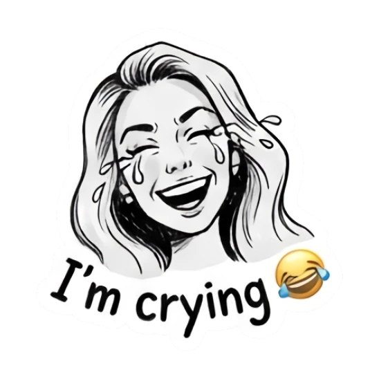 Girl laughing with tears of joy Doodle Girl Expressions sticker for expressive chats and social replies.