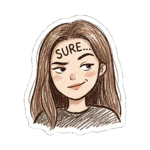 捂脸表示尴尬 Daily Doodle Girl sticker for expressive chats and social replies.