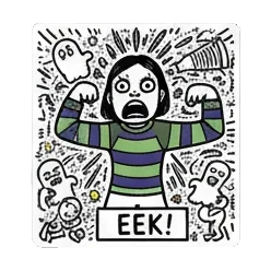 Girl thinking 'HMM...' Doodle Girl's Mood Swings sticker for expressive chats and social replies.