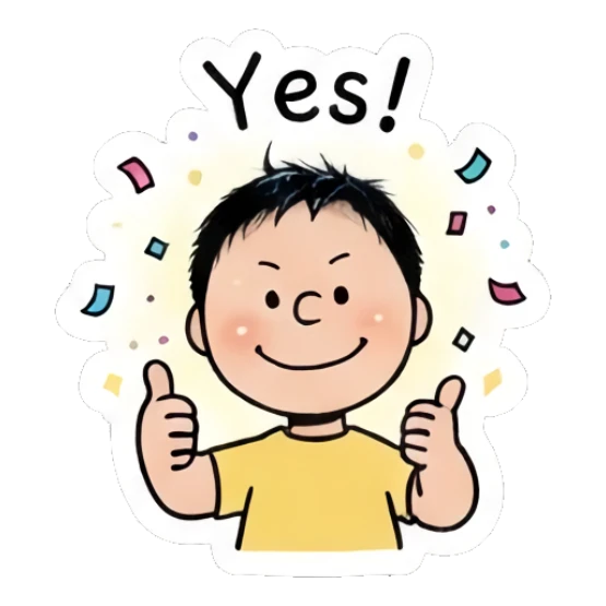 Boy smiling and giving two thumbs up saying Yes!. Daily Life of a Cartoon Boy sticker for expressive chats and social replies.
