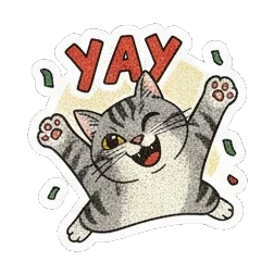 欢呼雀跃的猫咪 Vintage Tabby Cat Moods sticker for expressive chats and social replies.