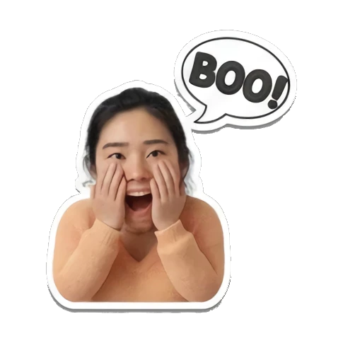 惊吓搞怪BOO Daily Life of a Cheerful Girl sticker for expressive chats and social replies.