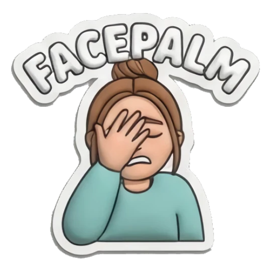 Girl doing facepalm in frustration Puffy Girl Daily Life sticker for expressive chats and social replies.