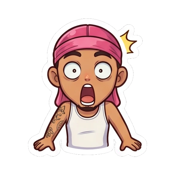 Guy looking shocked with wide eyes and open mouth Cool Durag Guy sticker for expressive chats and social replies.