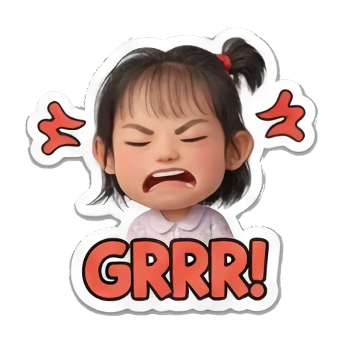 小女孩生气愤怒 Little Girl Daily Vibes sticker for expressive chats and social replies.