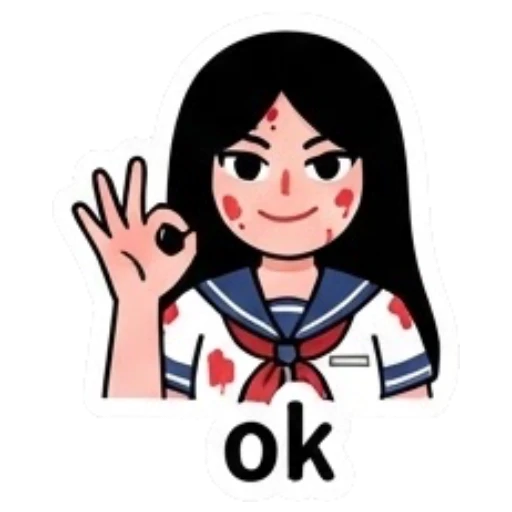 Schoolgirl making an OK hand gesture with a calm expression Yandere Schoolgirl Vibes sticker for expressive chats and social replies.