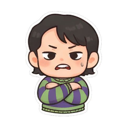 生气叉腰表情 Striped Kid's Daily Moods sticker for expressive chats and social replies.