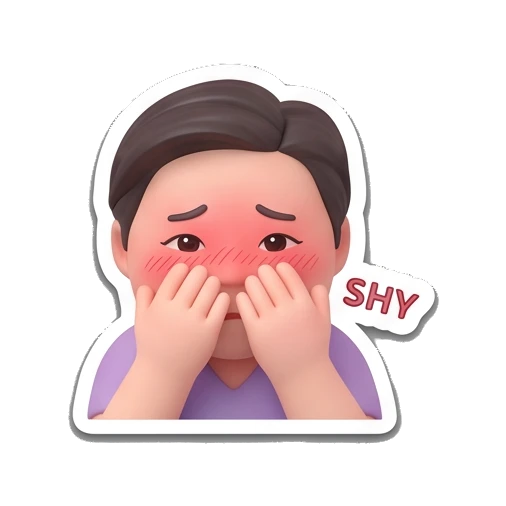 Shy blushing face Playful Card Gamer sticker for expressive chats and social replies.