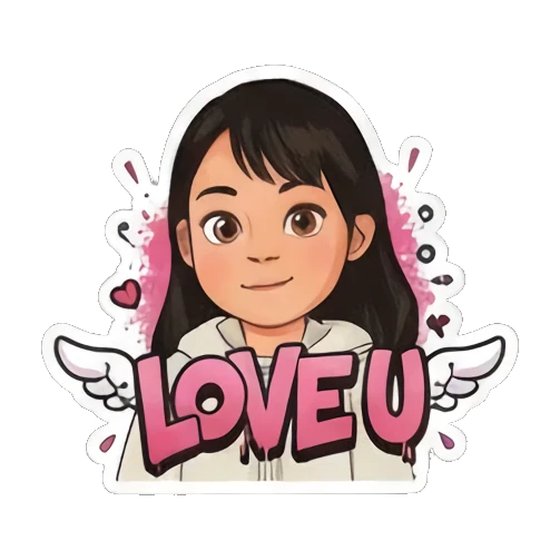 少女示爱表情LOVEU Street Style Girl Expressions sticker for expressive chats and social replies.