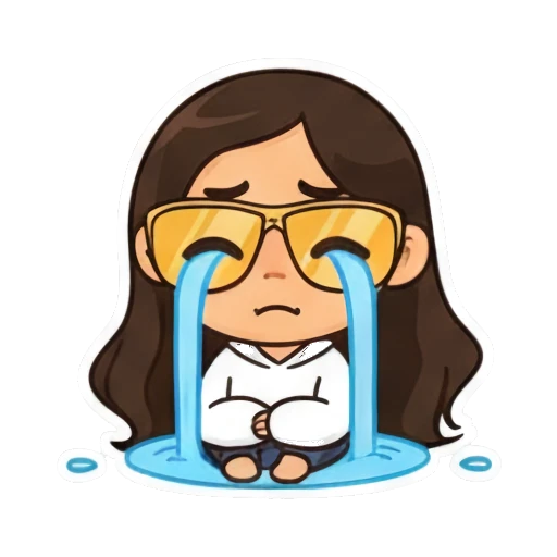 Crying girl sobbing with yellow sunglasses Cool Girl Daily Vibes sticker for expressive chats and social replies.