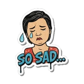Mother character crying with SO SAD text Retro Comic Mom Expressions sticker for expressive chats and social replies.