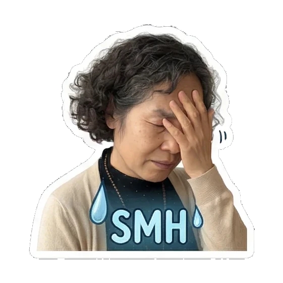 Mother facepalming Cheerful Grandma Daily Life sticker for expressive chats and social replies.