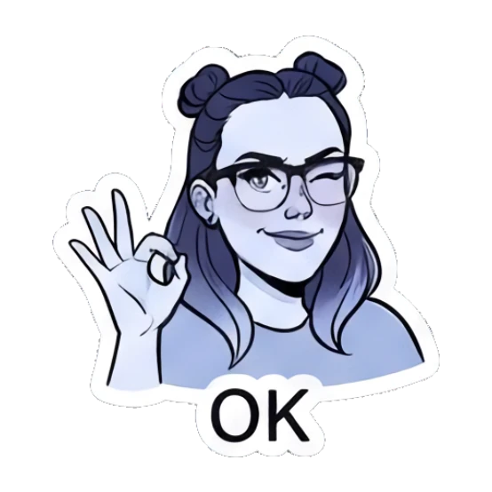 Girl with glasses making an OK hand gesture Modern Girl Daily Vibes sticker for expressive chats and social replies.