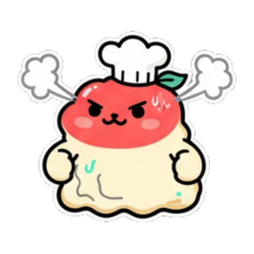 厨师团子气得脸红冒烟 Cute Chef Dumpling Stickers sticker for expressive chats and social replies.