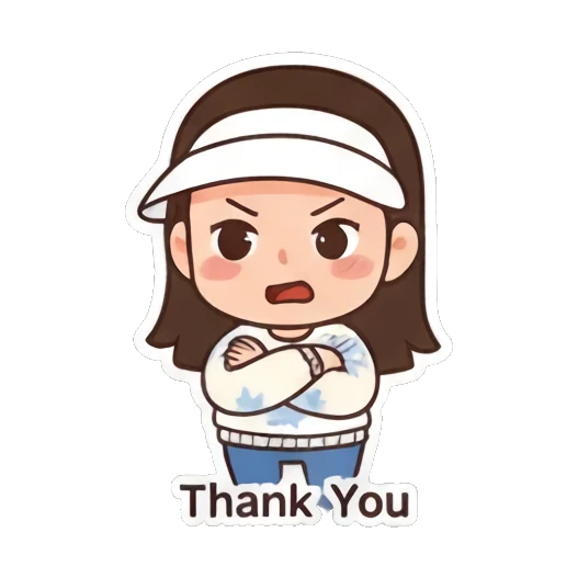 Girl saying thank you. Visor Girl's Expressive Day sticker for expressive chats and social replies.