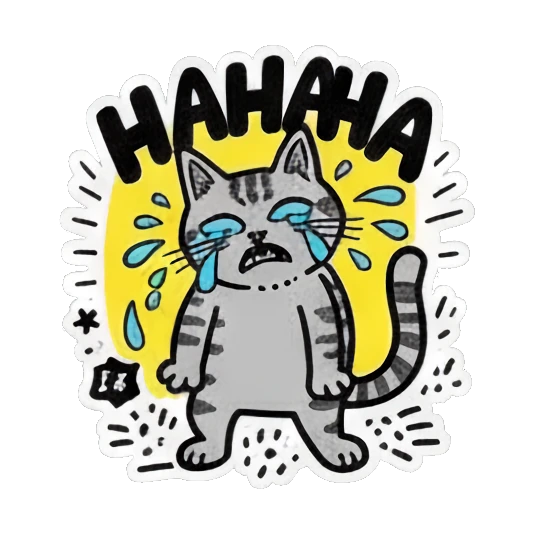 猫咪表示感谢 Colorful Keith Haring Cat sticker for expressive chats and social replies.