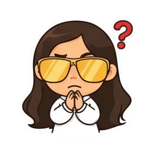 Agreeing girl with hands together and yellow sunglasses Cool Girl Daily Vibes sticker for expressive chats and social replies.