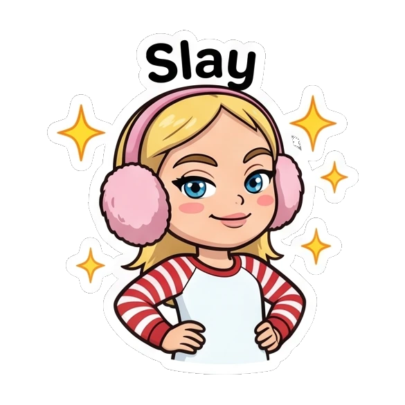 Blonde girl posing confidently with hands on hips and sparkles. Blonde Girl Daily Life sticker for expressive chats and social replies.