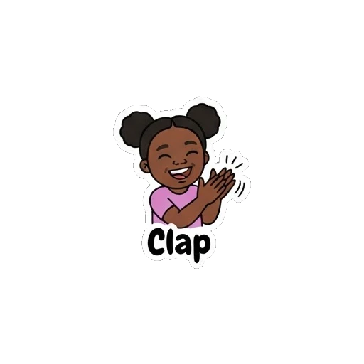Girl clapping hands in applause Joyful Afro Girl Daily Expressions sticker for expressive chats and social replies.